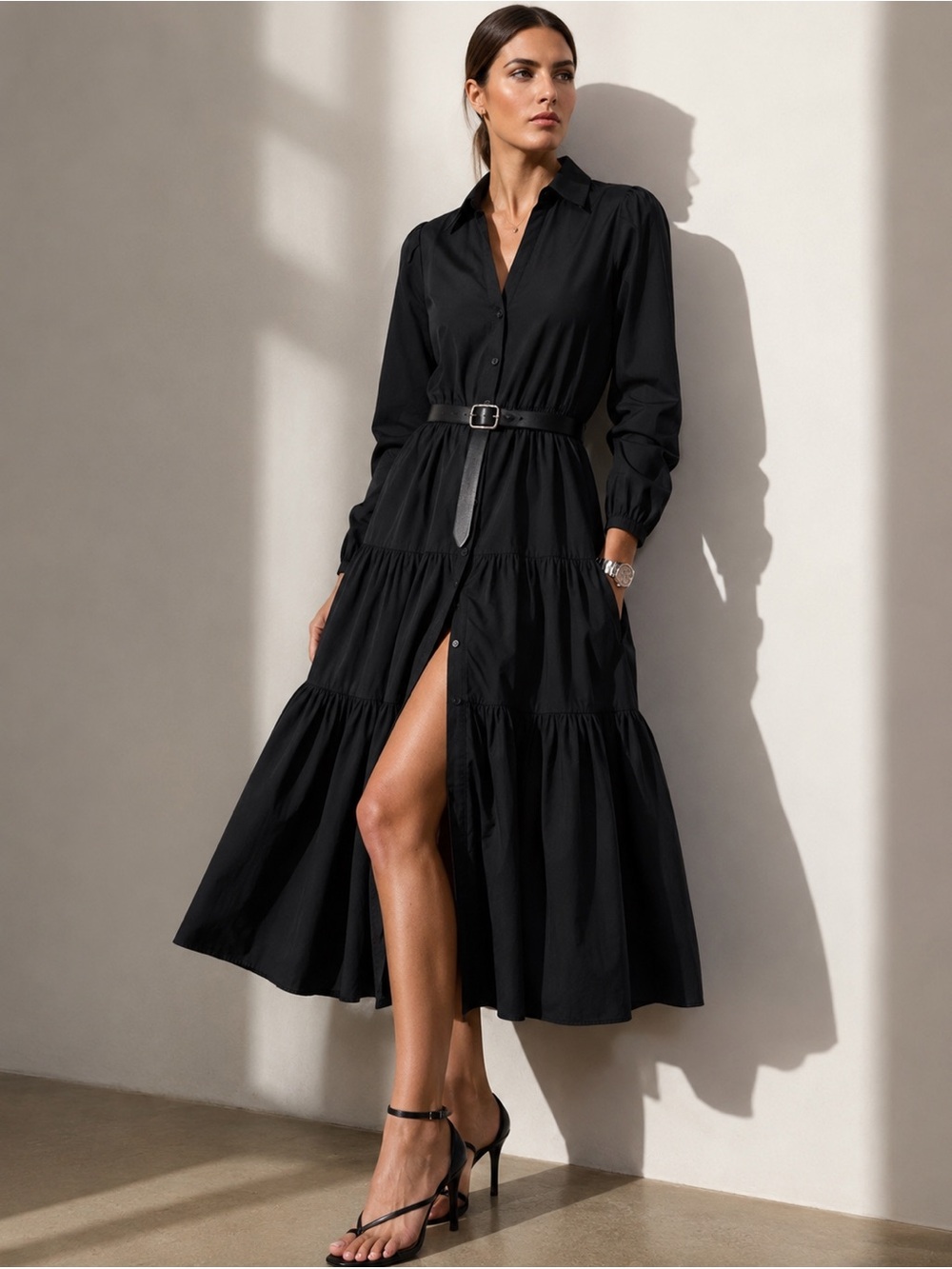 Brochu Walker The Black Long Sleeve Havana Tiered Dress – Size XS